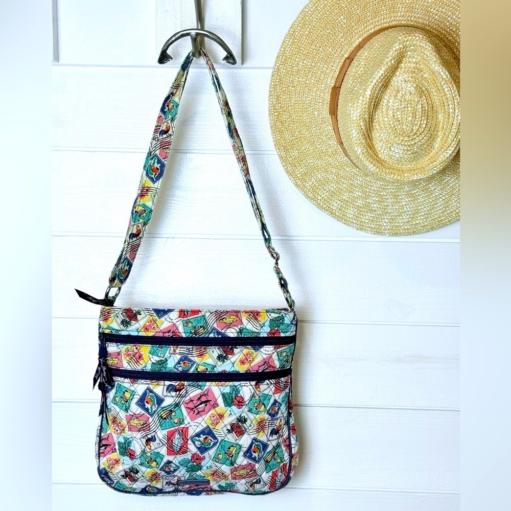 Vera Bradley Quilted “Cuban Stamps” Crossbody Hipster Crossbody Bag Purse